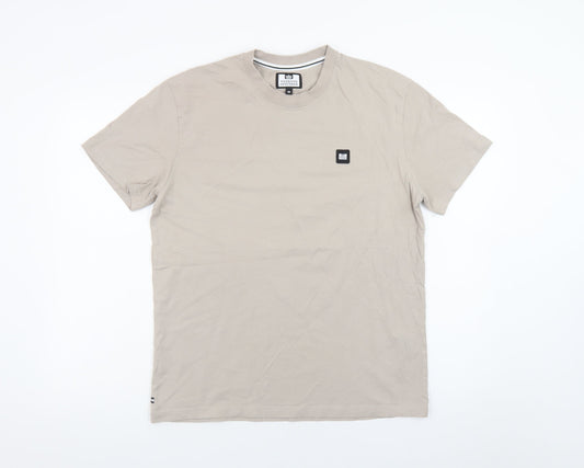 Weekend Offender Men's Beige Crew Neck Cotton T-Shirt Size M