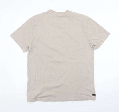 Weekend Offender Men's Beige Crew Neck Cotton T-Shirt Size M