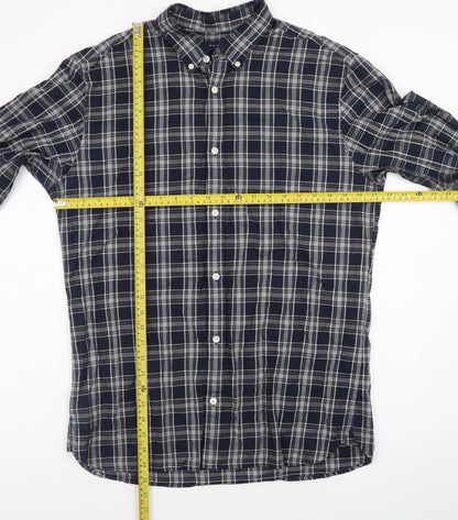 Jack & Jones Men’s Blue Check Cotton Long Sleeve Button-Up Shirt XL