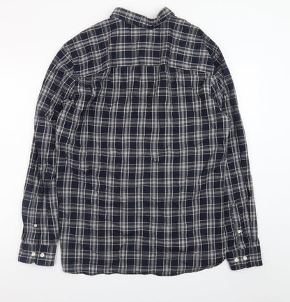 Jack & Jones Men’s Blue Check Cotton Long Sleeve Button-Up Shirt XL