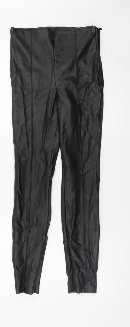 Zara Womens Black Faux Leather Skinny Trousers Size S