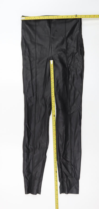 Zara Womens Black Faux Leather Skinny Trousers Size S