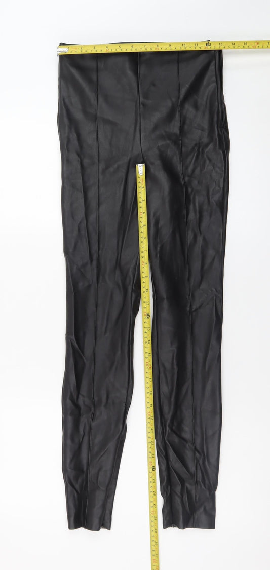 Zara Womens Black Faux Leather Skinny Trousers Size S