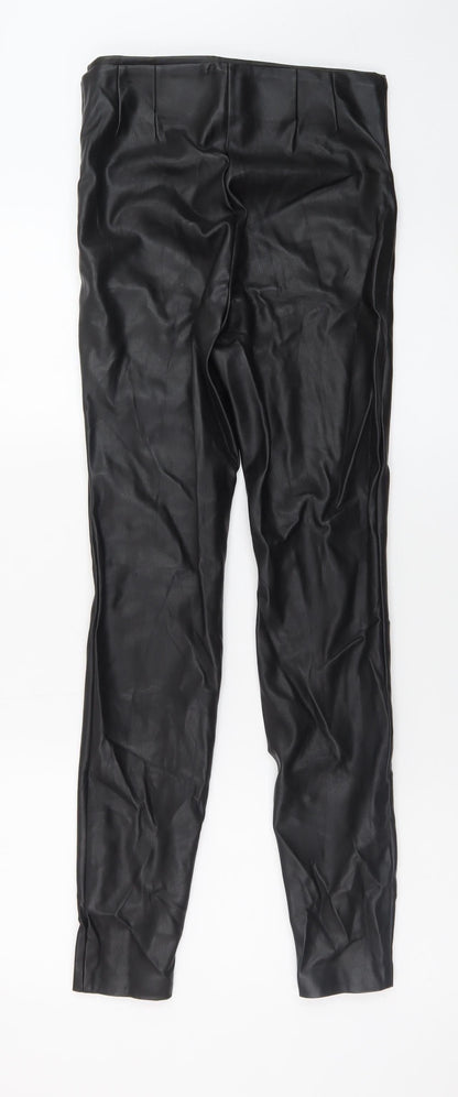 Zara Womens Black Faux Leather Skinny Trousers Size S