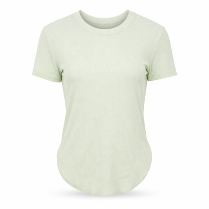 Zara Women Green Short Sleeve Ribbed Knit T-Shirt Size S