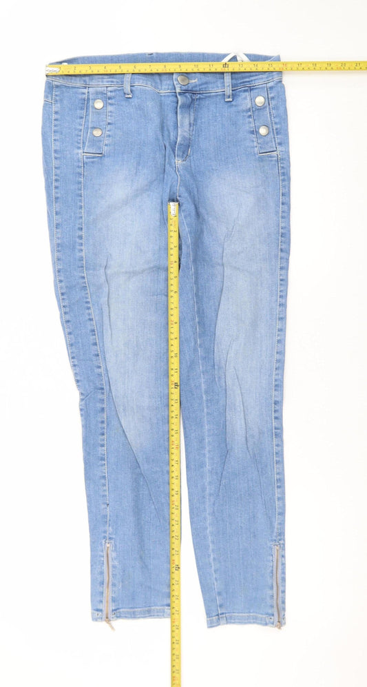 2-Biz Women Blue Skinny Ankle Zip Jeans Size 10