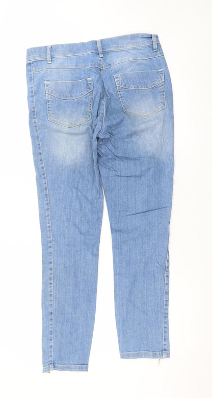 2-Biz Women Blue Skinny Ankle Zip Jeans Size 10