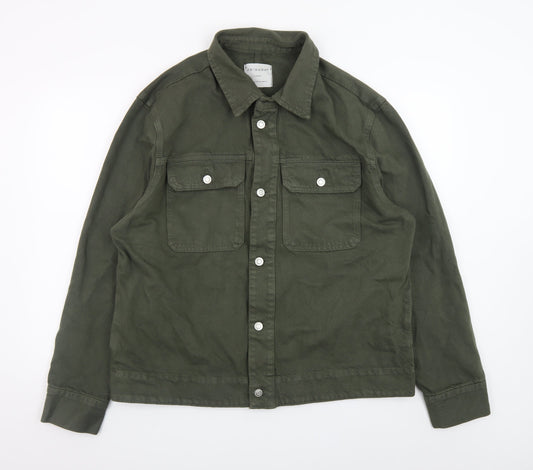 Primark Men's Green Cotton Button-Up Casual Jacket XL