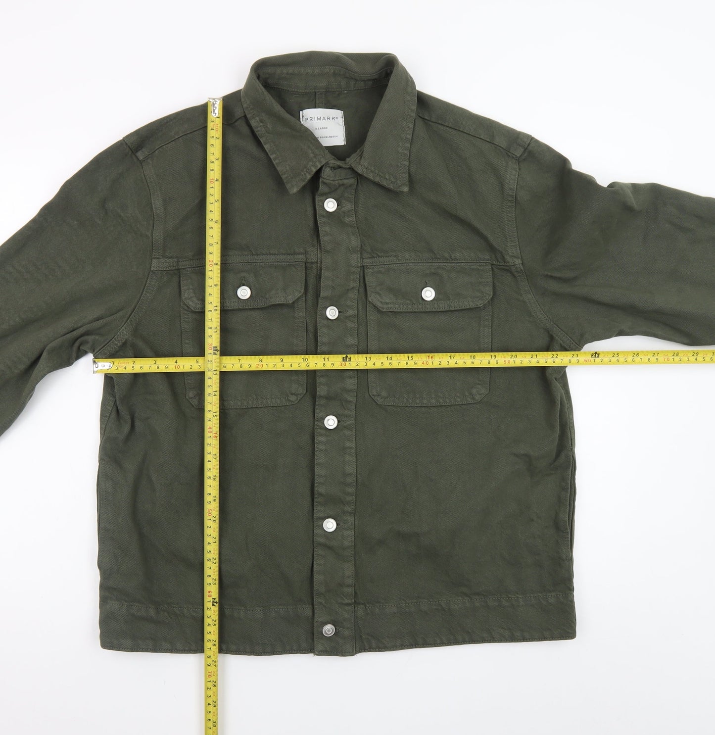 Primark Men's Green Cotton Button-Up Casual Jacket XL