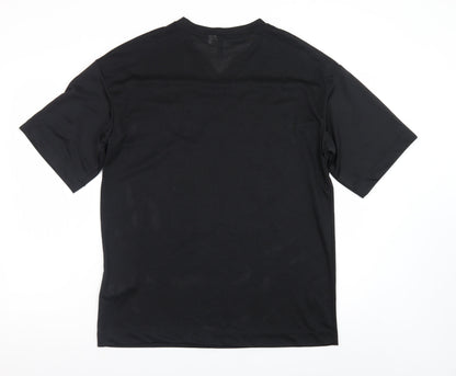 H&M Divided Women's Black XS V-Neck Mesh Jersey Top