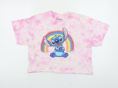 Disney Women Pink Stitch T-Shirt Nightshirt M Cartoon Graphic