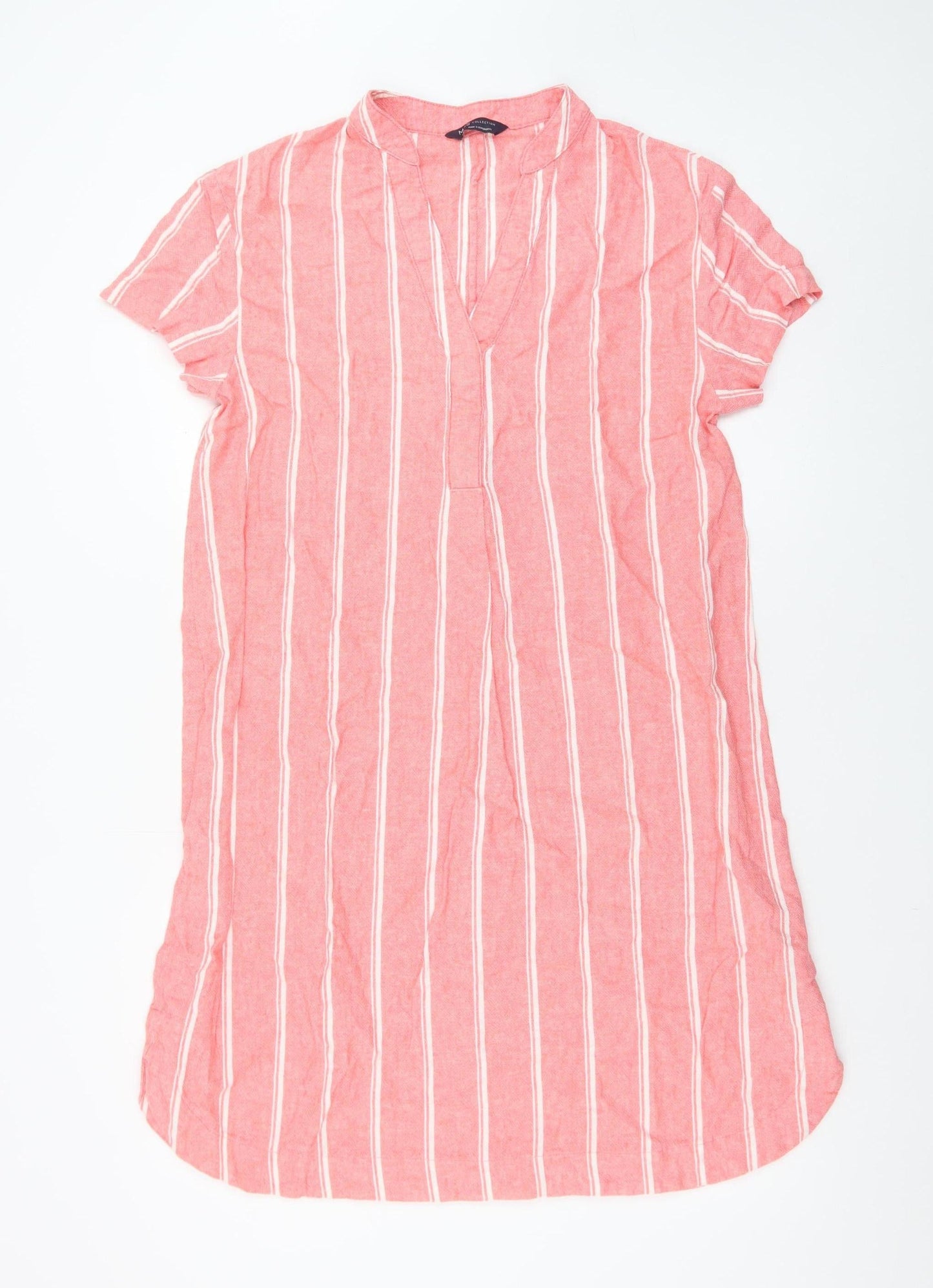 Marks and Spencer Women’s Pink Striped Linen Blend Shirt Dress Size 12