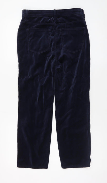 Marks and Spencer Women's Blue Velvet Straight Trousers Size 8 Short