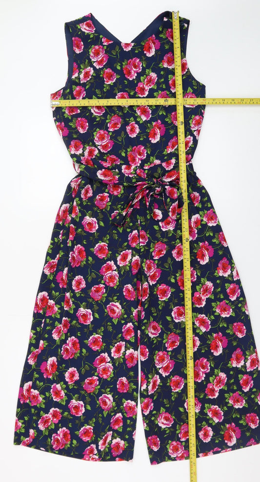 Warehouse Women's Multicoloured Floral Sleeveless Wide-Leg Jumpsuit Size 10
