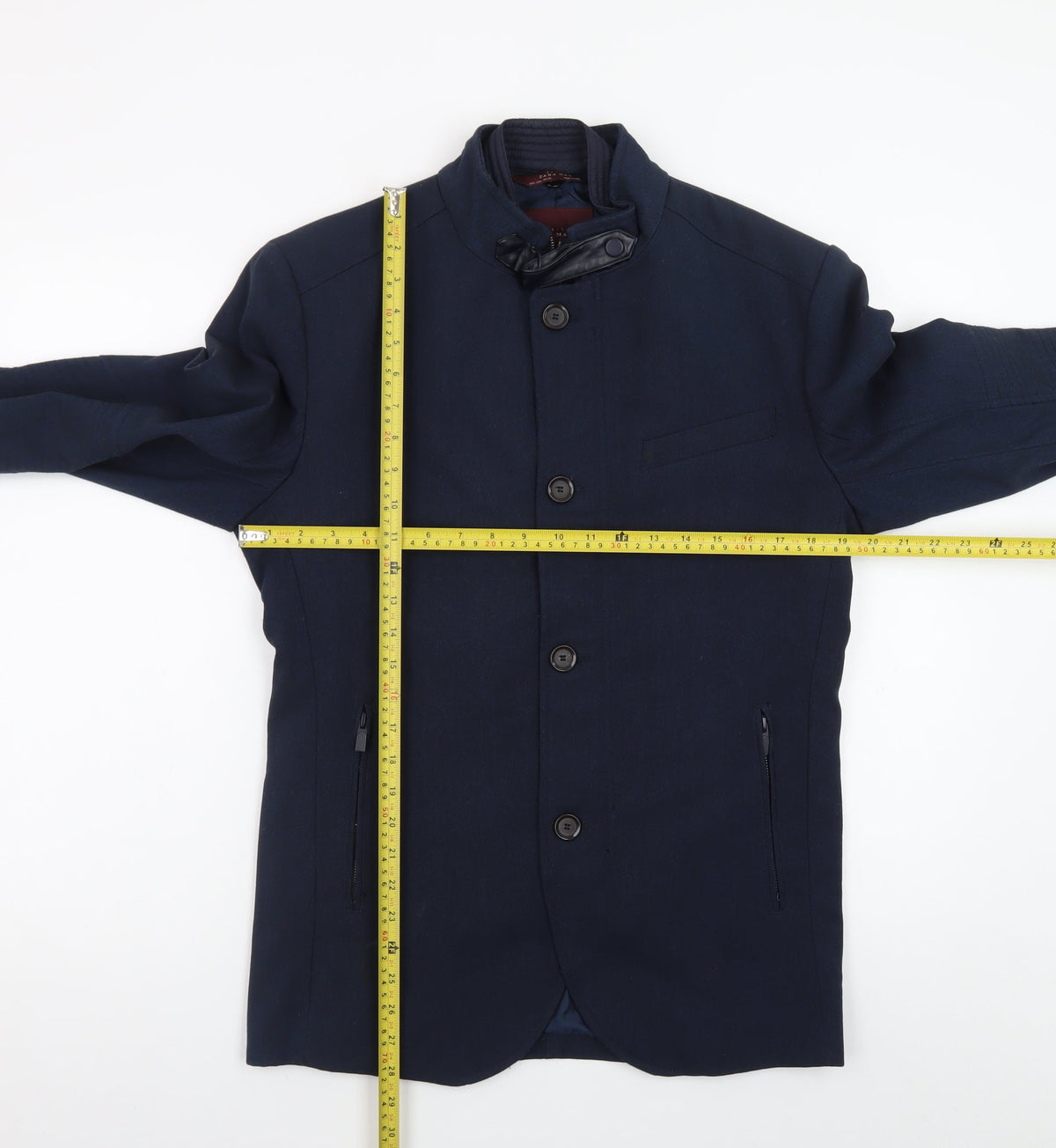 Zara Man Blue Basic Jacket Men's L 42 Stand-Up Collar Casual