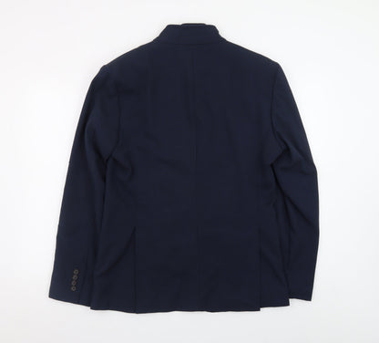 Zara Man Blue Basic Jacket Men's L 42 Stand-Up Collar Casual