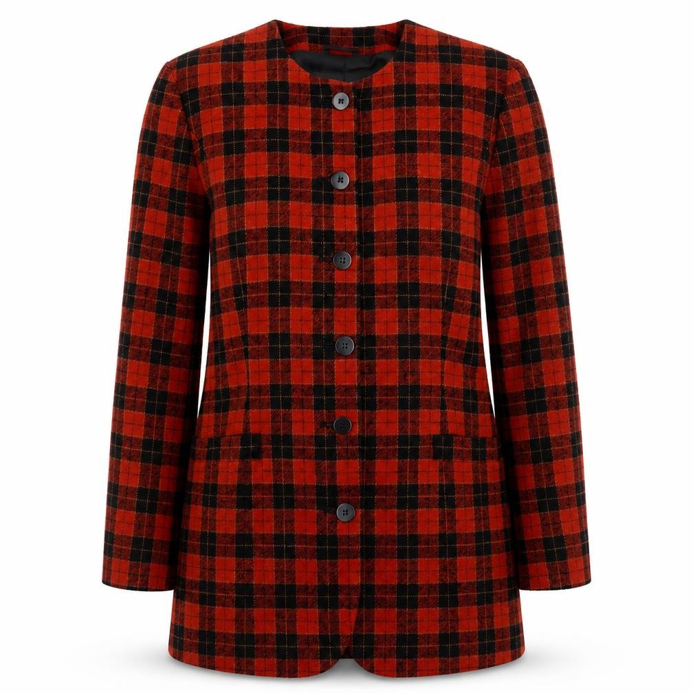 Country Casuals Women's Red Check Wool Blazer Jacket Size 8