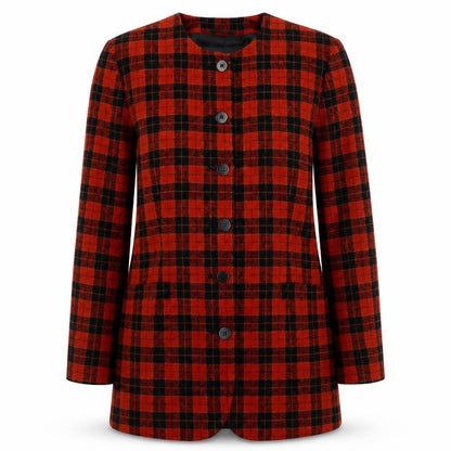 Country Casuals Women's Red Check Wool Blazer Jacket Size 8