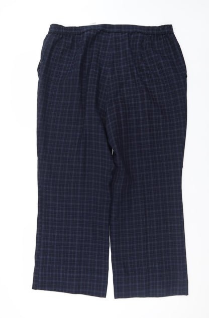 Marks and Spencer Men's Blue Check Pleated Trousers Size 18
