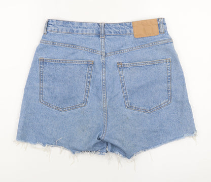 H&M Women Blue Denim High Rise Cut-Off Shorts Size 12