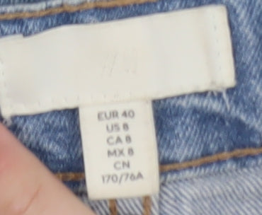 H&M Women Blue Denim High Rise Cut-Off Shorts Size 12