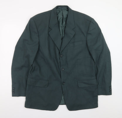 Burton Menswear Men Green Wool Blend 40 Blazer Regular Fit
