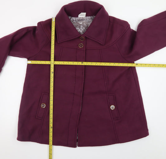 Anne De Lanҫay Womens Purple Polyester Mid-Length Coat Size 18