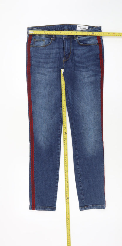 Khaadi Women Blue Skinny Jeans Size 8 Mid Rise Denim Stretch