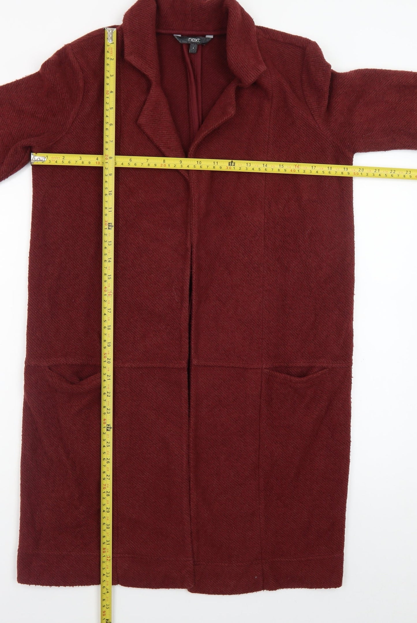 Next Women’s Red Cotton Blend Long Coatigan Size 8