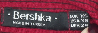 Bershka Women's Red Wide-Leg Jumpsuit XS Lace-Up Waist Sleeveless Summer