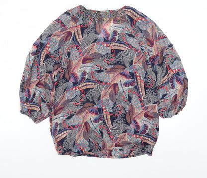 Monsoon Womens Multicoloured Beaded Floral Tunic Blouse M