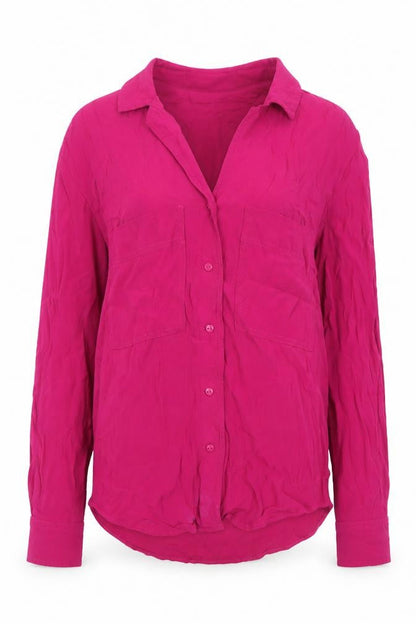 Mango Women’s Pink Long Sleeve Button-Up Blouse XS