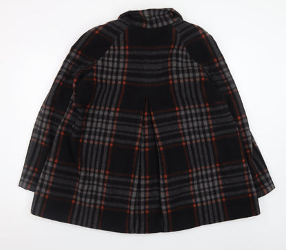 Monsoon Women's Black Checked Wool Blend Mid-Length Coat Size 16