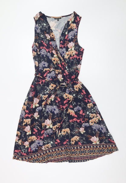 Warehouse Womens Multicoloured Floral Wrap Dress Size 10
