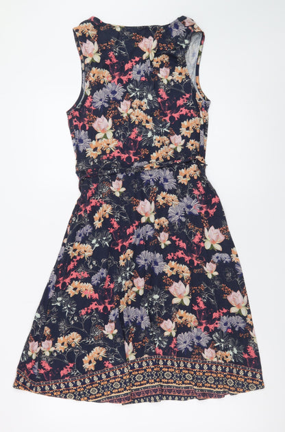 Warehouse Womens Multicoloured Floral Wrap Dress Size 10