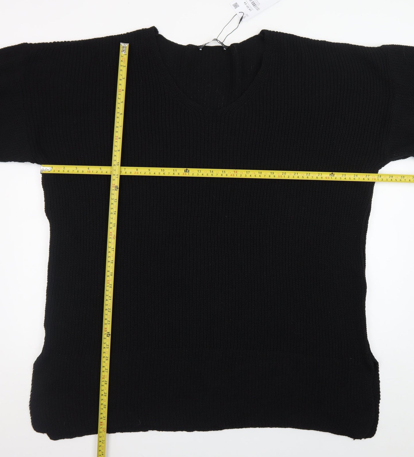 Yours Women's Black Plus Size 22-24 V-Neck Knit Pullover Jumper