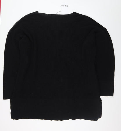 Yours Women's Black Plus Size 22-24 V-Neck Knit Pullover Jumper