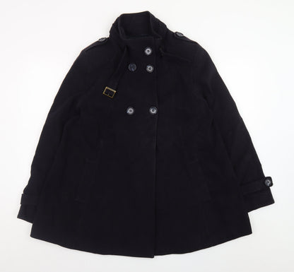 Great Plains Women's Black L Trench Coat Belted Mid-Length Jacket