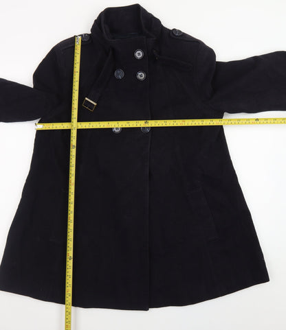 Great Plains Women's Black L Trench Coat Belted Mid-Length Jacket