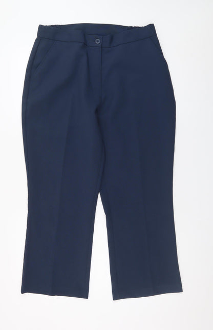 Damart Women's Blue Regular Fit Straight Leg Trousers Size 18