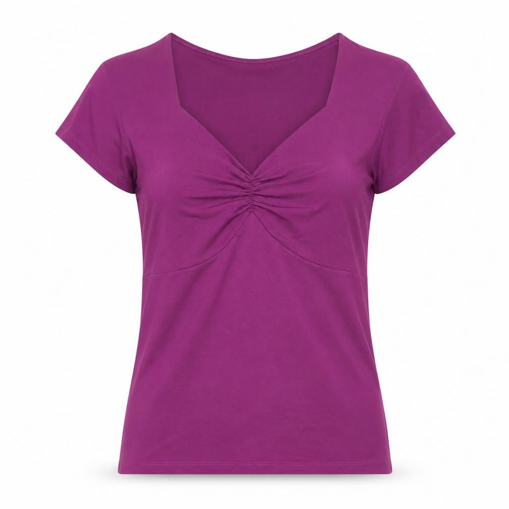 Viyella Womens Purple Short Sleeve V-Neck Stretch Jersey T-Shirt Medium