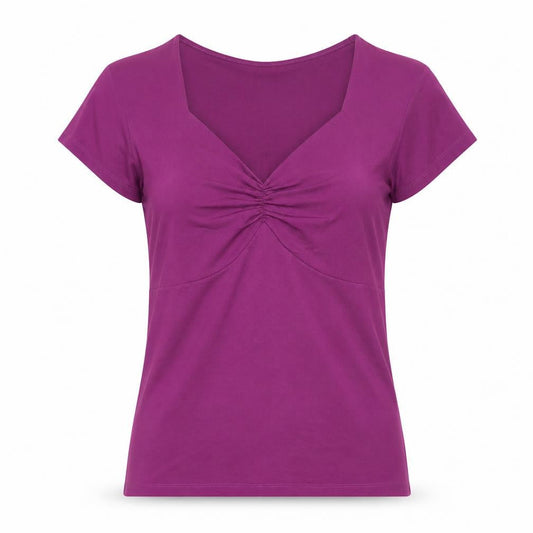 Viyella Womens Purple Short Sleeve V-Neck Stretch Jersey T-Shirt Medium