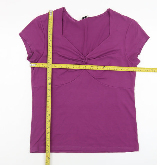 Viyella Womens Purple Short Sleeve V-Neck Stretch Jersey T-Shirt Medium