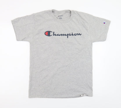 Champion Men's Grey Logo Graphic Short Sleeve T-Shirt Size M