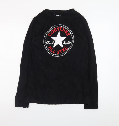 Converse Boys Black Long Sleeve Logo Cotton T-Shirt 13-15 Years