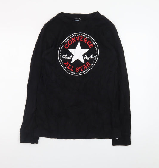 Converse Boys Black Long Sleeve Logo Cotton T-Shirt 13-15 Years