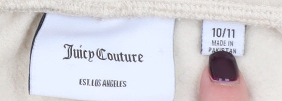 Juicy Couture Girls Beige & Black Jogger Sweatpants Size 10/11 Drawstring Waist