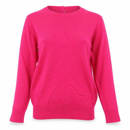 Savida Women Pink Crew Neck Button Detail Pullover Jumper Size 10