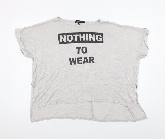 New Look Womens Grey Funny Slogan T-Shirt Size 16 Short Sleeve Casual