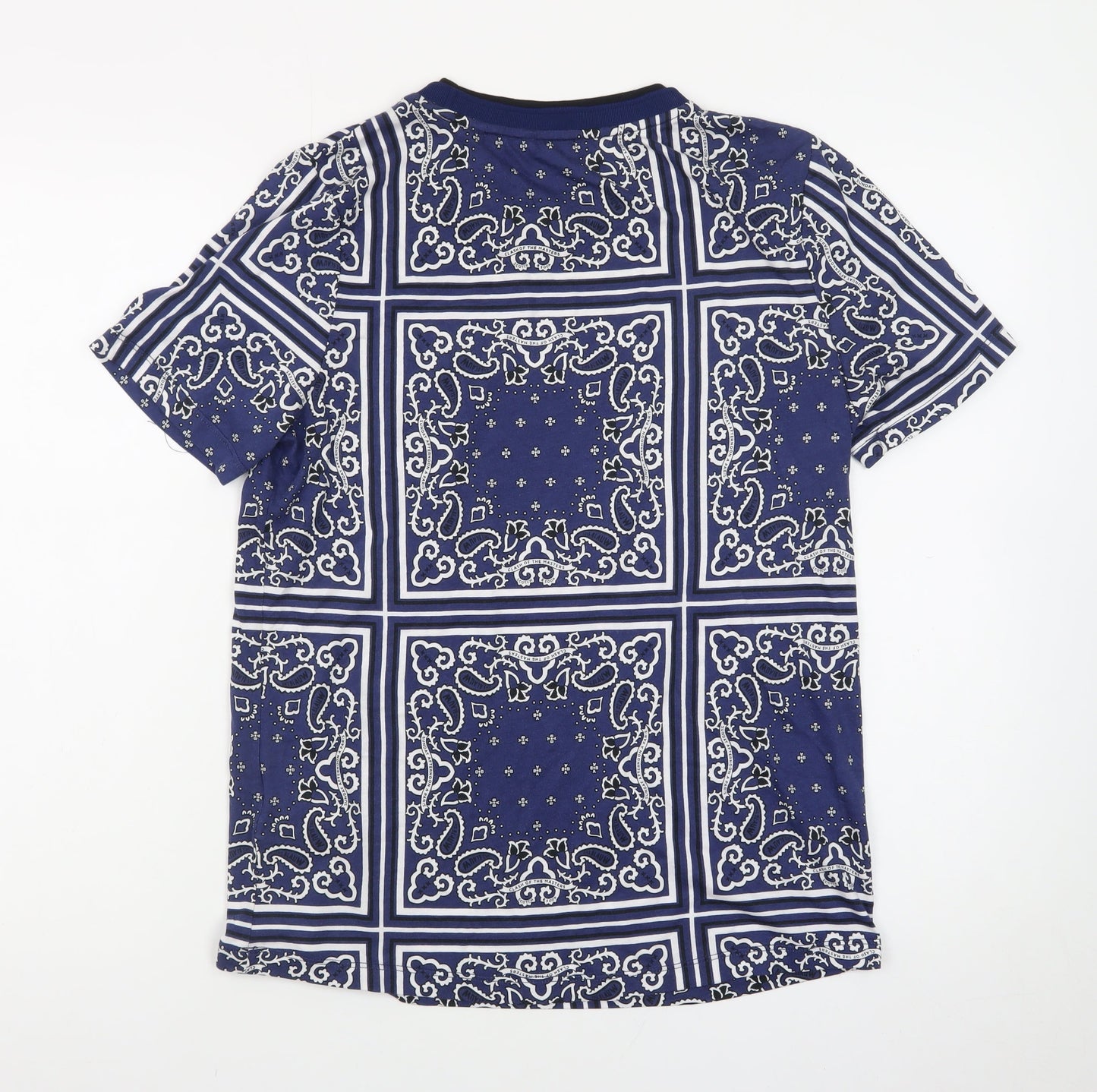 Scotch & Soda Men's Blue Geometric Print Crew Neck T-Shirt Size M